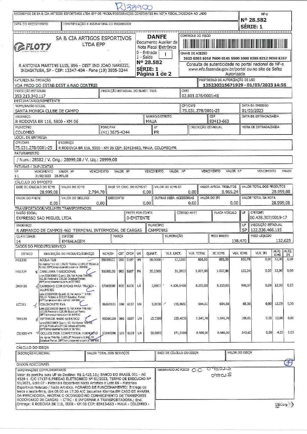 22. Edital 01.2023 NF 28582 Sa E Cia
