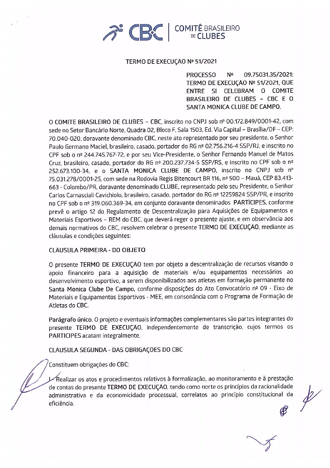 Termo De Execucao Nº 51