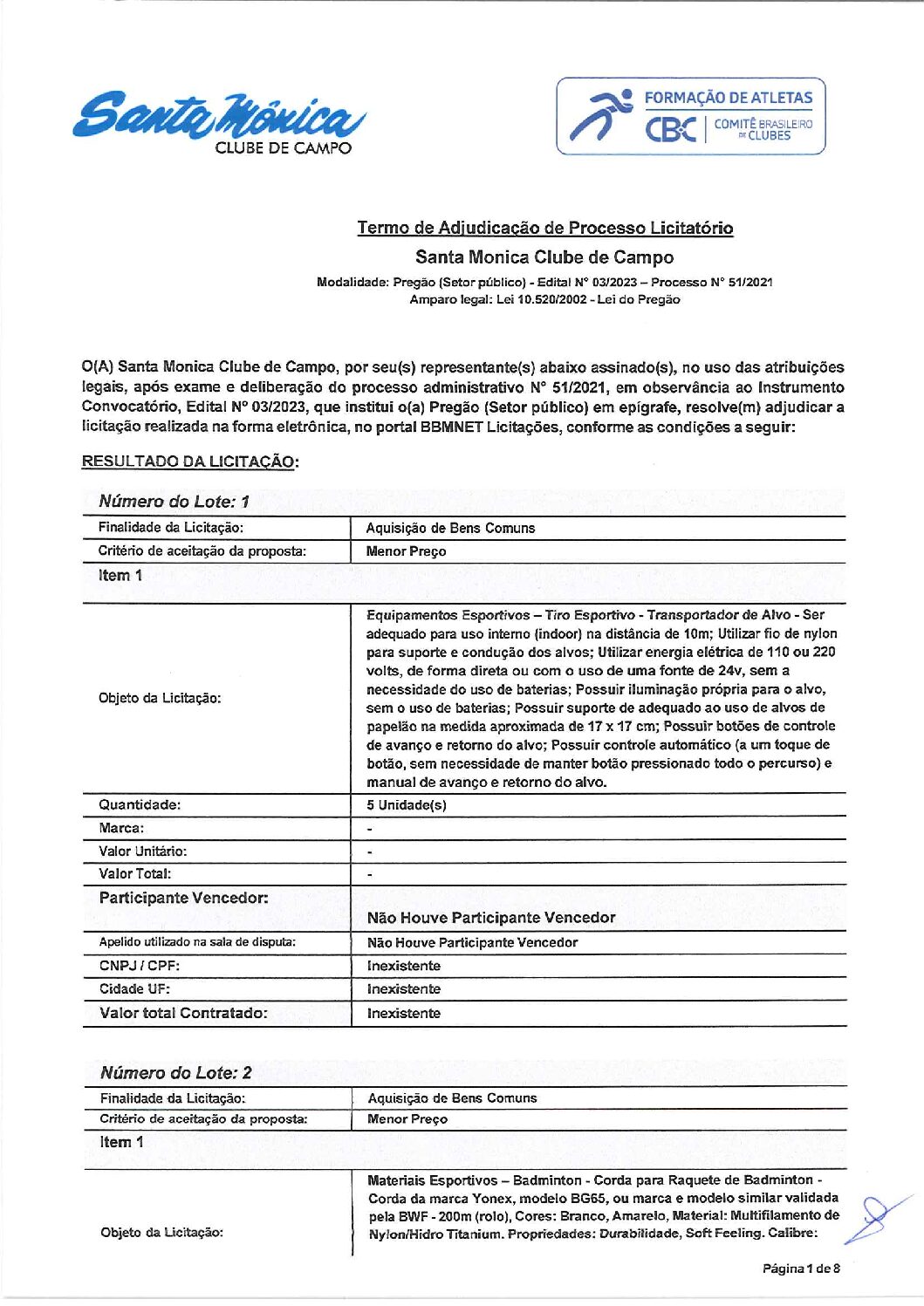 Termo De Adjudicacao Edital 03.2023