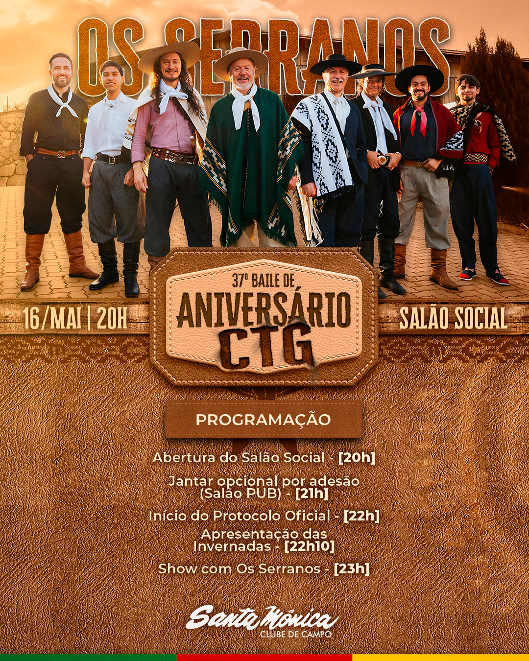 Aniversário do CTG Querência Santa Mônica terá show com Os Serranos