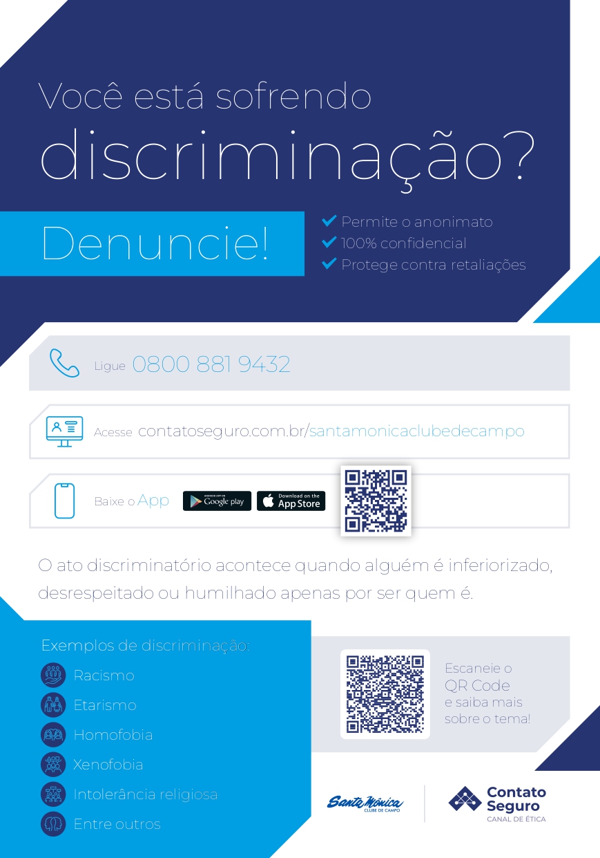 O Santa Mônica Clube de Campo reforça seu compromisso no combate à discriminação