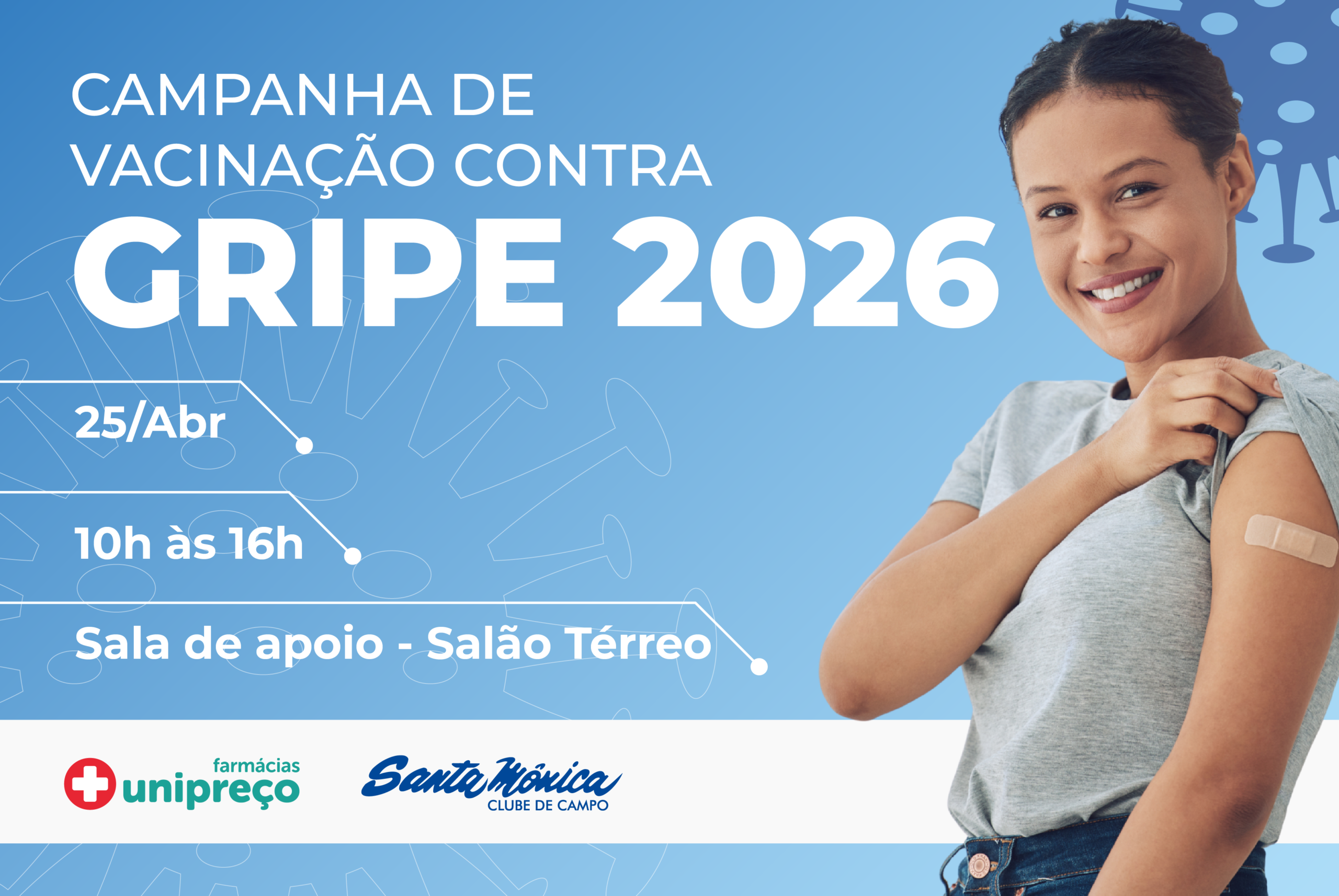 Campanha de Vacinação contra a Gripe 2026 acontece no Santa Mônica Clube de Campo